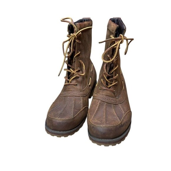Polo Ralph Lauren Whitsand Duck Boots Mens Size US 11.5 D Brown Leather Lace Up - Picture 3 of 12